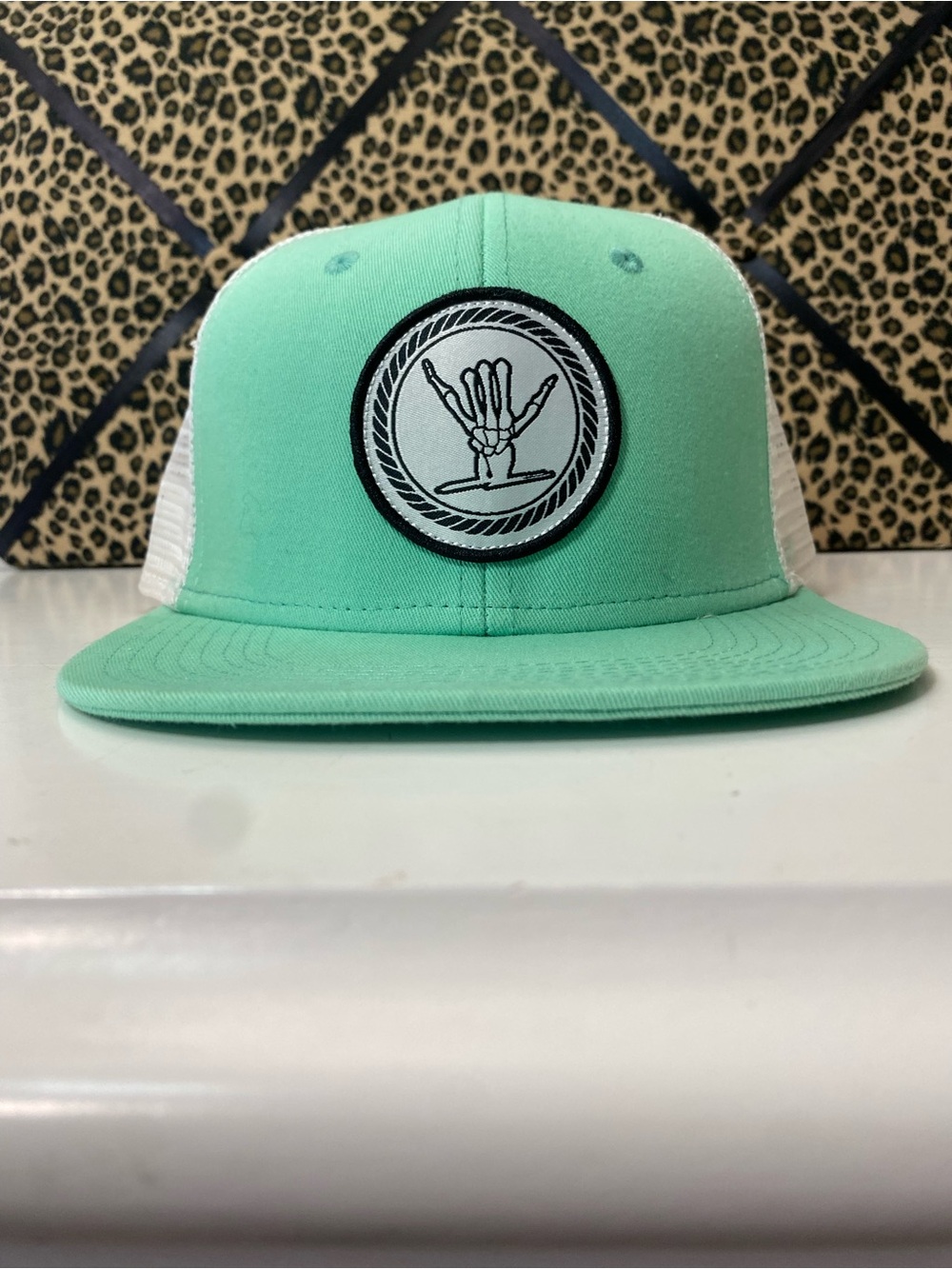 Shreddy Icon Hydro Seafoam Skeleton Shaka Mesh Snapback Trucker Hat